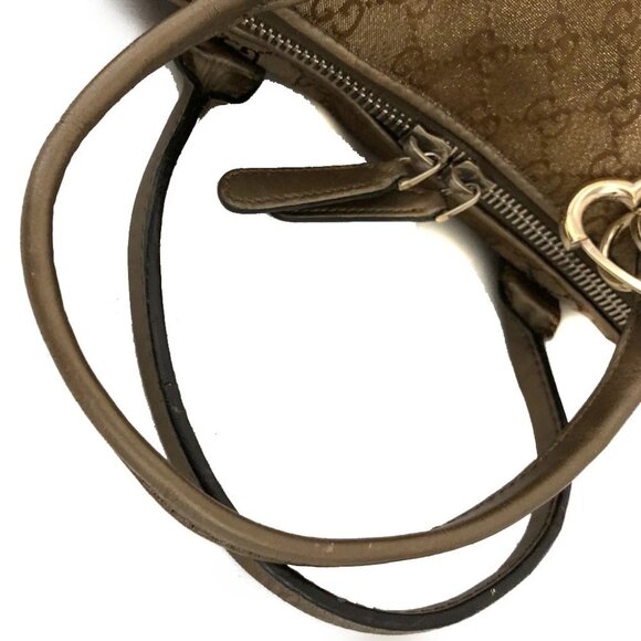 GUCCI GG Logo Canvas Leather Shoulder Tote Bag Brown/2BH2464 - Picture 6 of 12